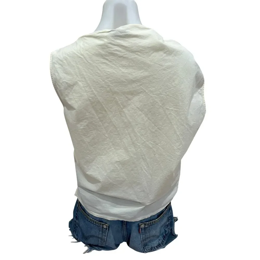 Tori Burch Butter Yellow Ruched Top SIZE 8 Boxy Poplin Cotton Designer $348